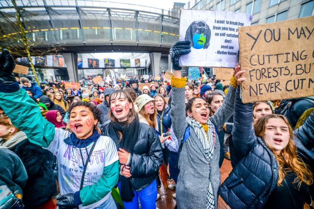 Les jeunes belges durant une manifestation pour le climat.